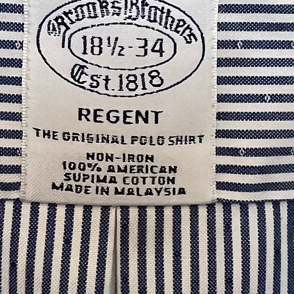 Brooks Brothers Regent dress shirt size 18 1/2 x 34 new without tags.